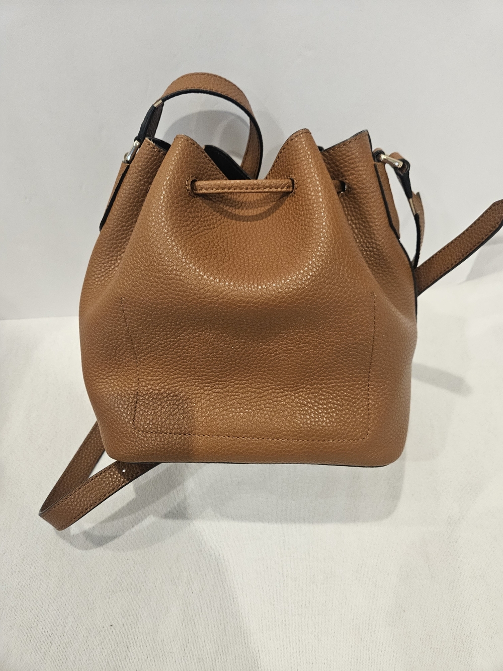 DKNY Brown Pebbled Leather Drawstring Crossbody Bag Bucket Bag - Picture 8 of 15